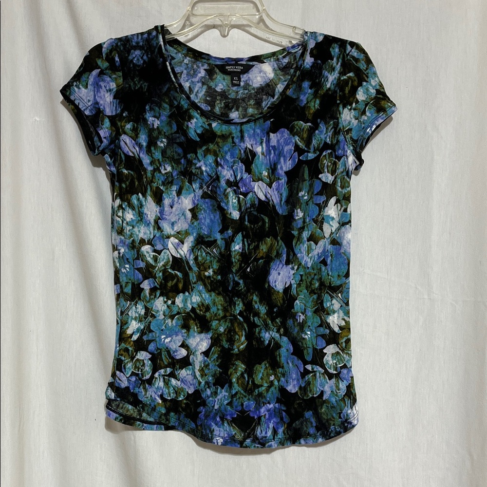 Simply Vera Vera Wang XS  Floral Short Sleeve Tee
